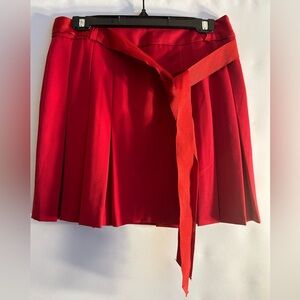 INC INTERNATIONAL CONCEPTS RED POLY/VISCOSE/SPANDEX TURKEY MADE PLEAT MINI SKIRT